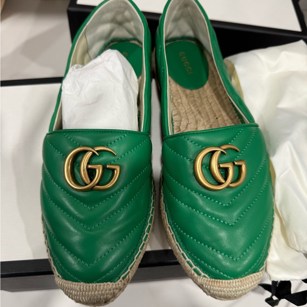 Gucci Vibrant Green Espadrille Flats